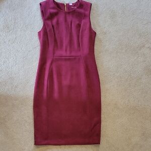 Calvin Klein Sleeveless Midi Dress in Rich Burgundy Size 8
